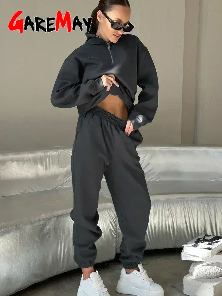 Women's Tracksuit with Zipper Cotton Oversize