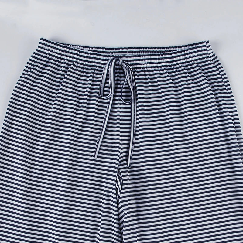 Striped Low Waist Straight Pants