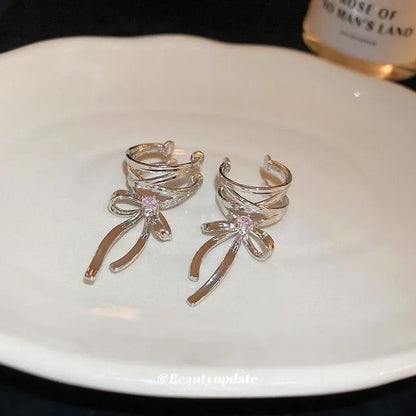 Pink Butterfly Ear Cuff Earrings