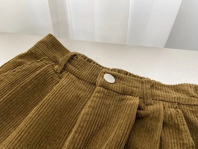 Retro High Waist Corduroy Pants