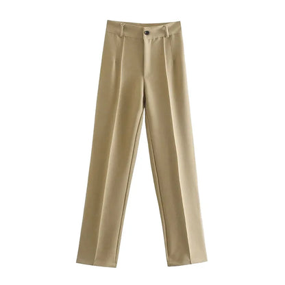 Women Chic Fashion Office Wear Straight Pants