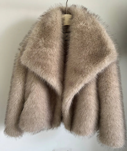 New Fashion Gradient Fluffy Fur Coat