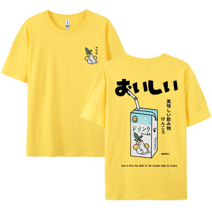 Cute Japanese Cat Print Oversized T-shirt