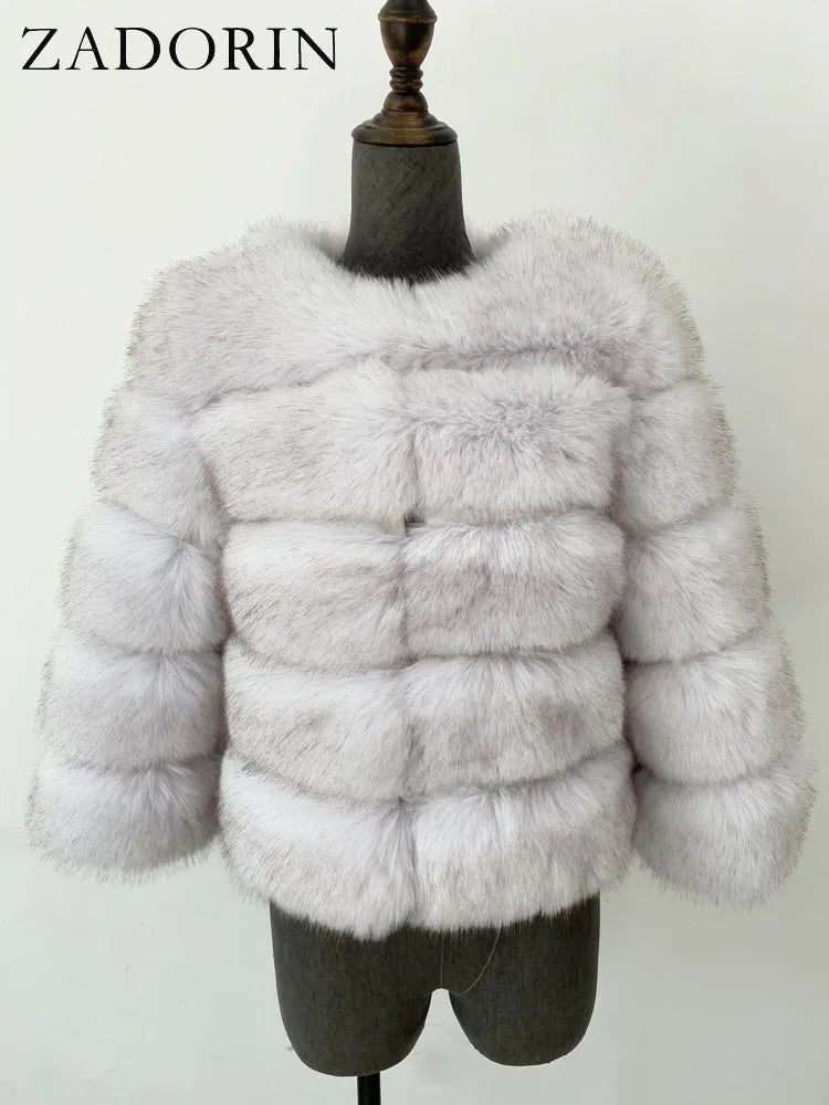 Mink Coats Autumn Winter Fluffy Black Faux Fur Coat