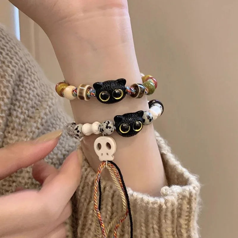 1/2PCS Tassels Big Eye Cat Bracelets