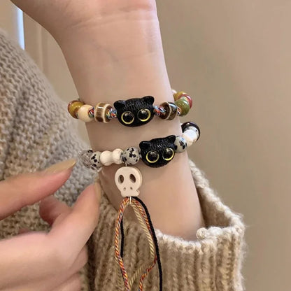 1/2PCS Tassels Big Eye Cat Bracelets