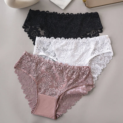 3PCS/Set Luxury Floral Embroidery Lace Panties