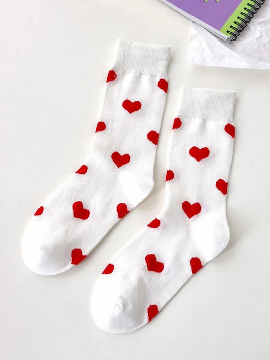 Women Heart-Shaped Round Neck Socks