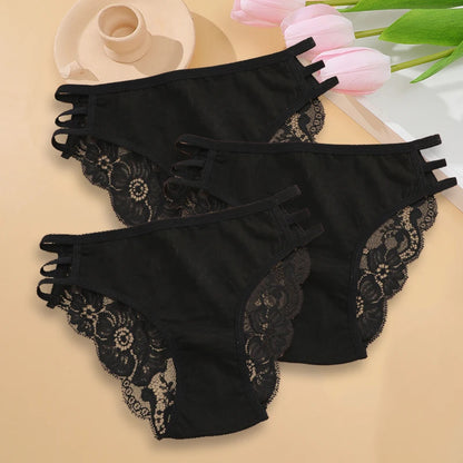 3PC/Set Women's Sexy Floral Lace Panties