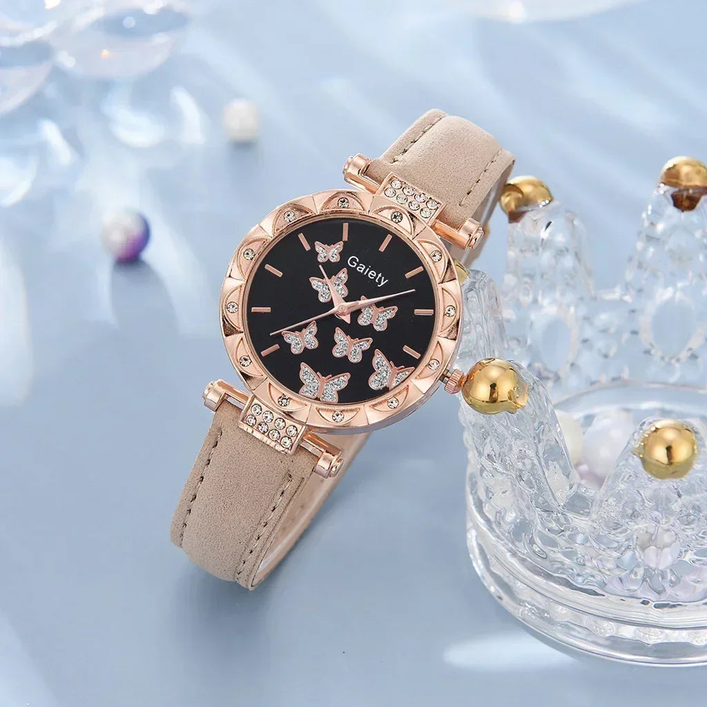 6/1pcs Set Women Watch Ring Necklace Earrings Bracelet