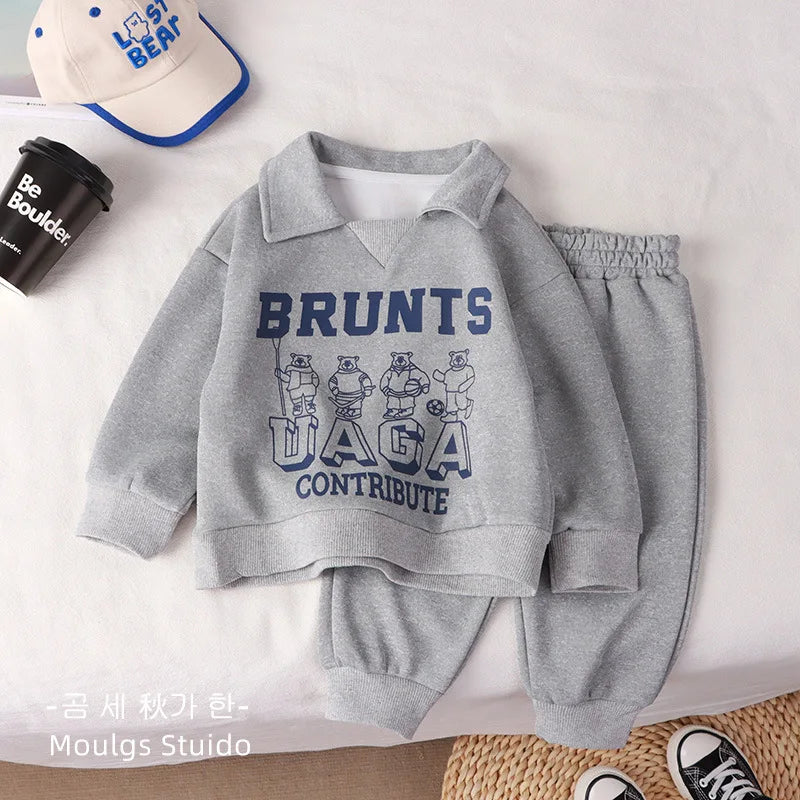 Children Clothes Sets Autumn Winter Polo Sweatshirt + Pants