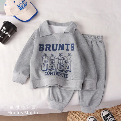 Children Clothes Sets Autumn Winter Polo Sweatshirt + Pants