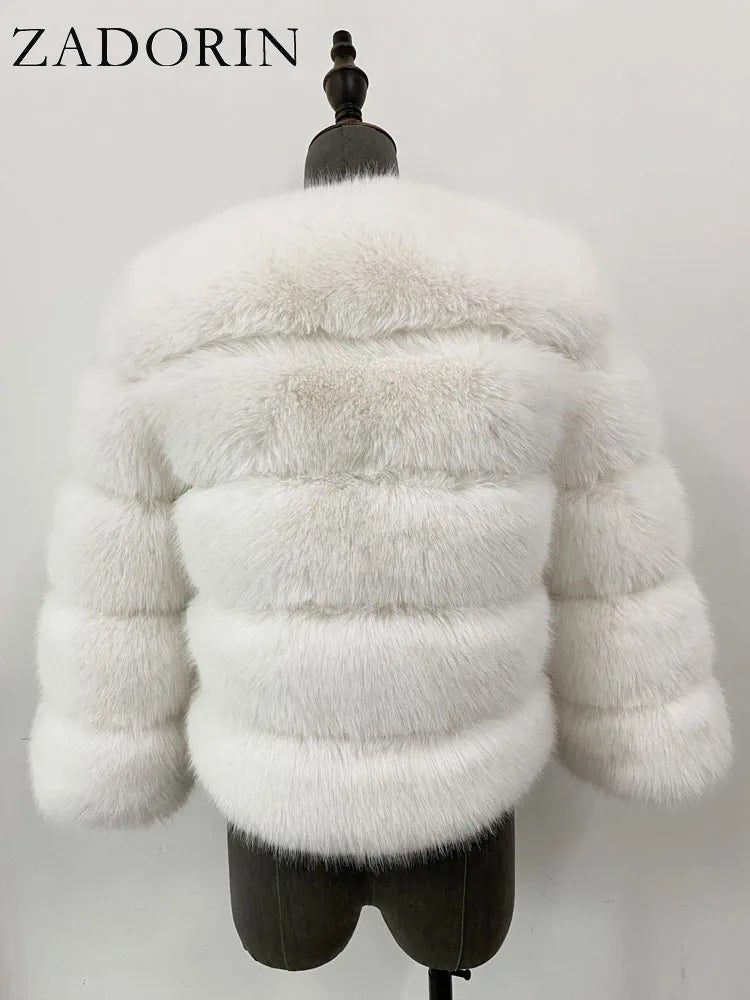 Mink Coats Autumn Winter Fluffy Black Faux Fur Coat