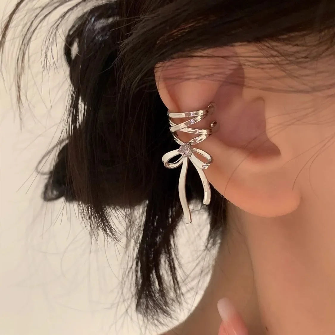 Pink Butterfly Ear Cuff Earrings