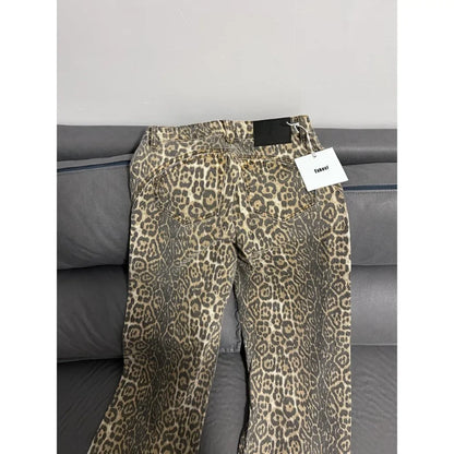 American Retro Leopard High Waist Baggy Jeans