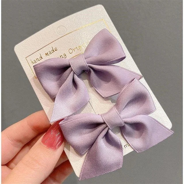 2 Piece Bow Hair Clip Elegant Flower