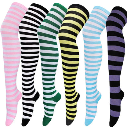 Color Striped Stockings Japanese Over Knee