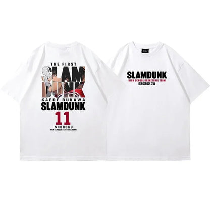 Anime Slam Dunk Print T-Shirt Men's Oversized