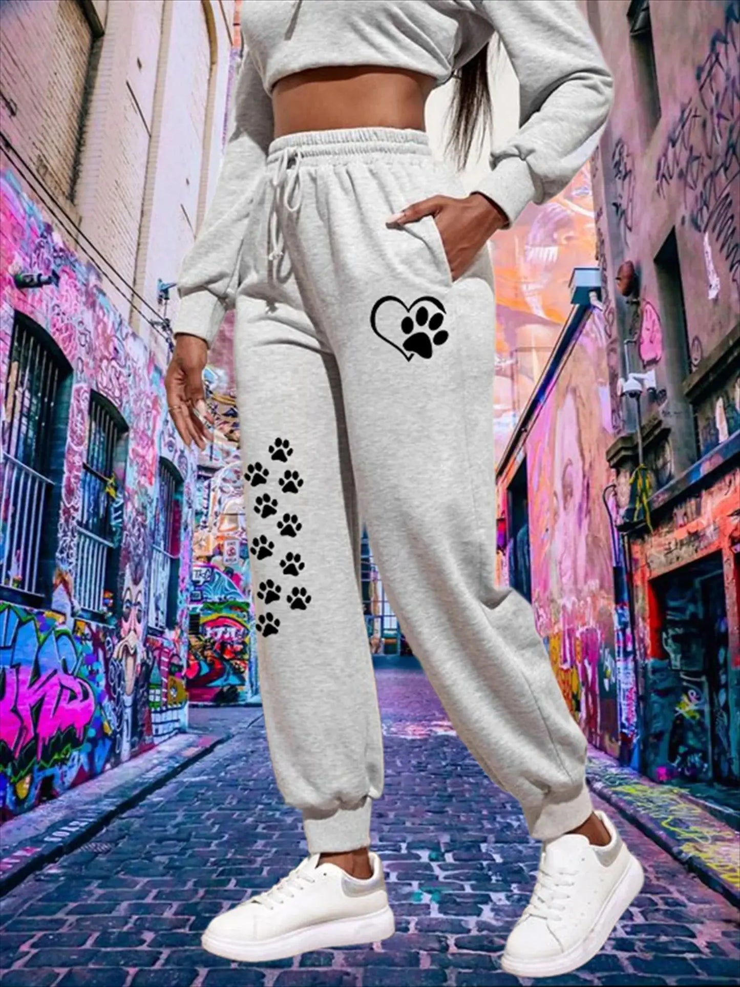 Women's Cat's Paw Printed Sweatpants