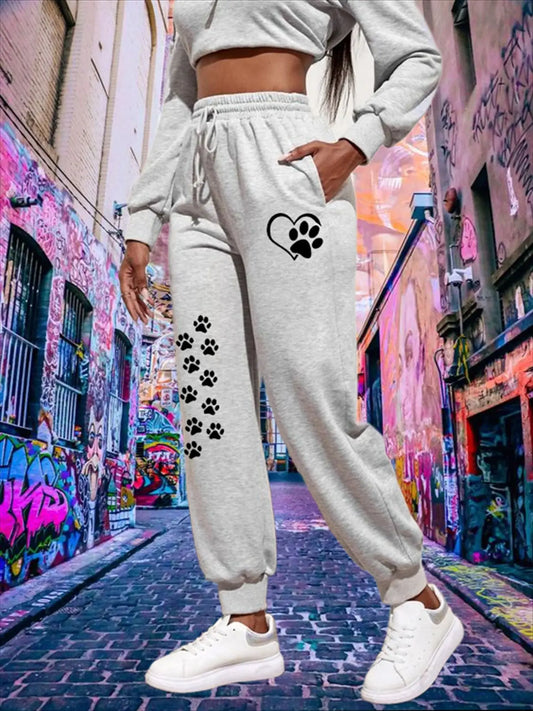 Women's Cat's Paw Printed Sweatpants