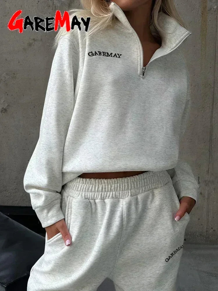 Women's Tracksuit with Zipper Cotton Oversize