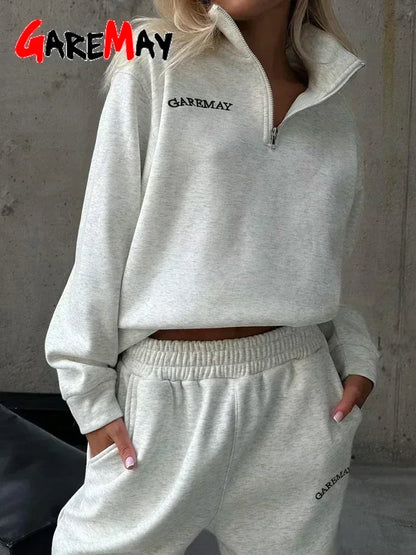 Women's Tracksuit with Zipper Cotton Oversize