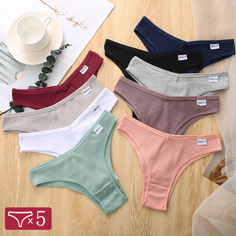 5Pcs/Set Women Cotton Brazilian Panties V Waist