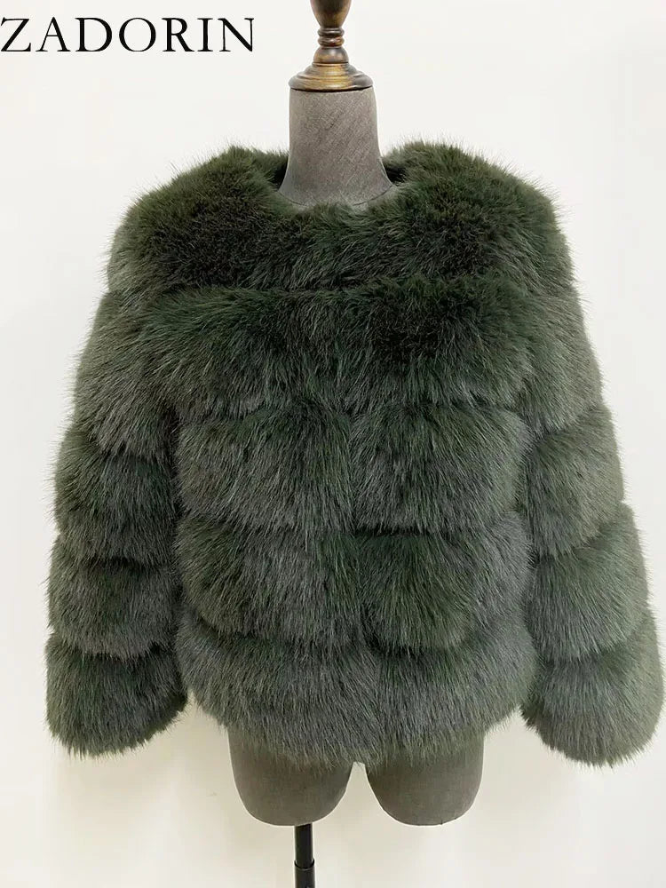 Mink Coats Autumn Winter Fluffy Black Faux Fur Coat