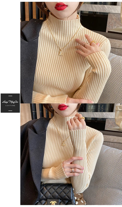 Elegant Solid Basic Knitted Tops