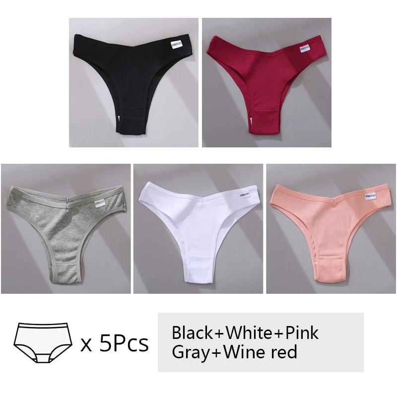 5Pcs/Set Women Cotton Brazilian Panties V Waist