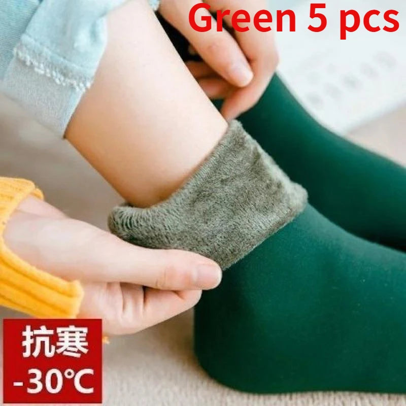 5Pairs/Lot Winter Warm Solid Women Socks