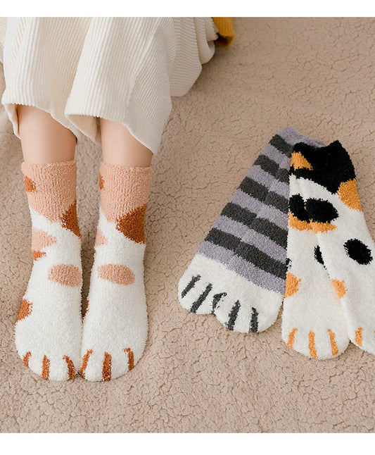 Autumn Winter Socks Cute Cat Claw