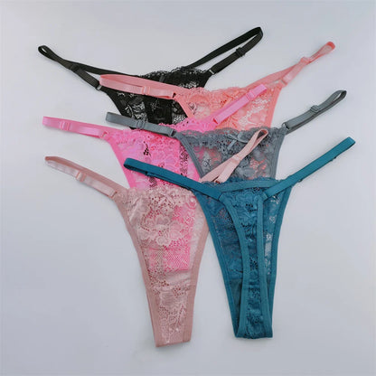 3Pcs Lace Thongs Women Lace Low Waist Panties