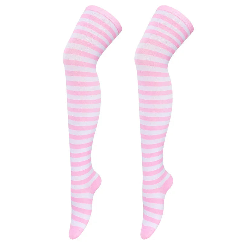 Color Striped Stockings Japanese Over Knee