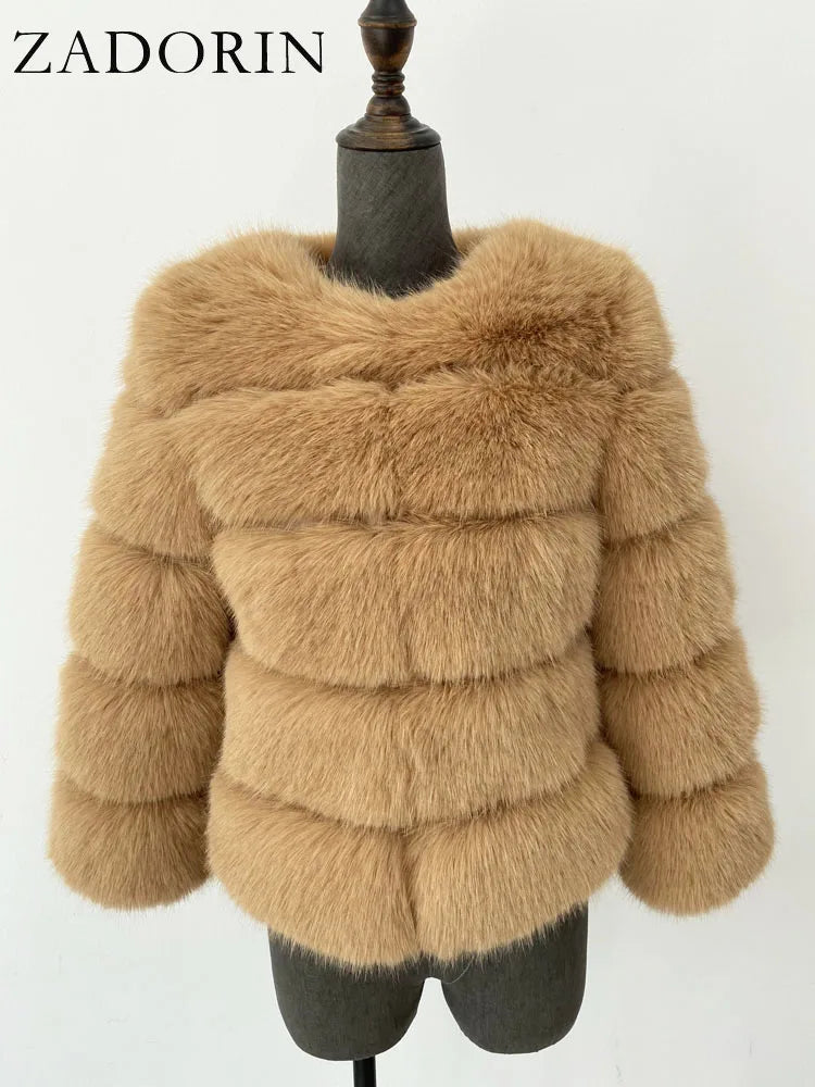 Mink Coats Autumn Winter Fluffy Black Faux Fur Coat