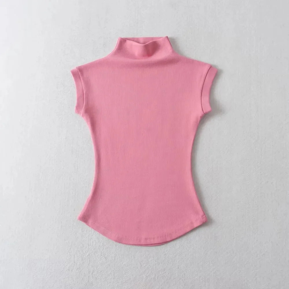 Summer Sexy Turtleneck Sleeveless T-Shirts