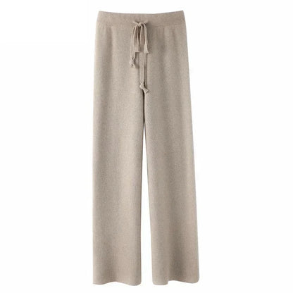 New High-waisted Loose Wool Knitted Wide-leg Trousers