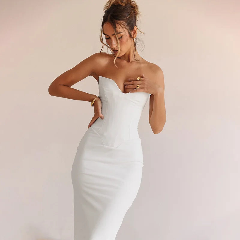 Corsets Tube Sleeveless Midi Dress