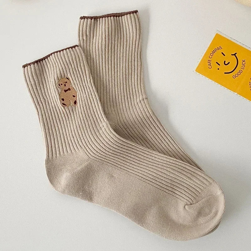 Cartoon Bear Socks Soft Cotton (5 Pairs)