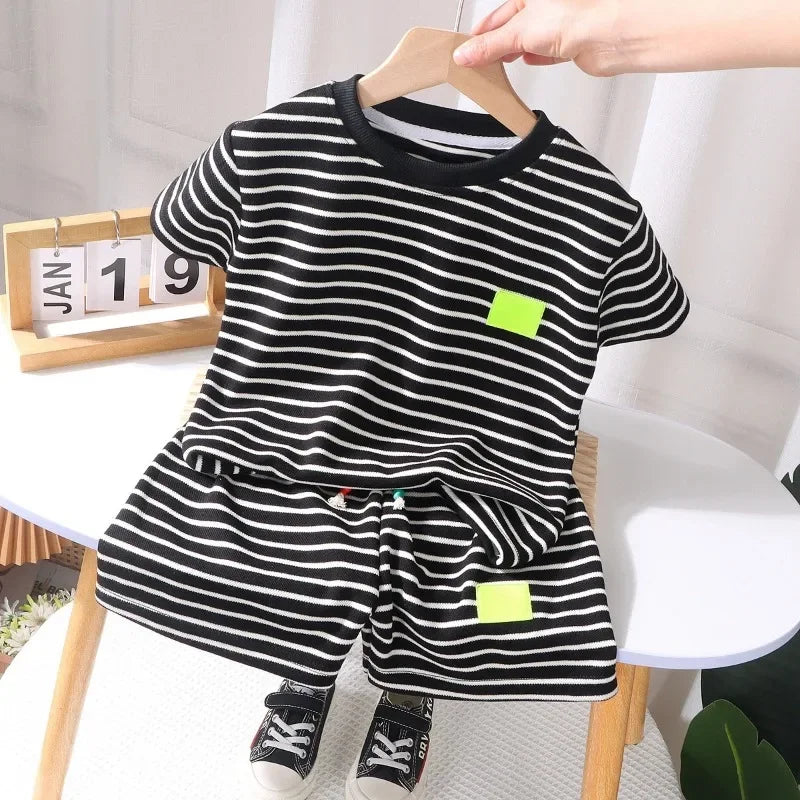 2Pcs Fashion Children Short Sleeve Shorts Sets Summer Kids