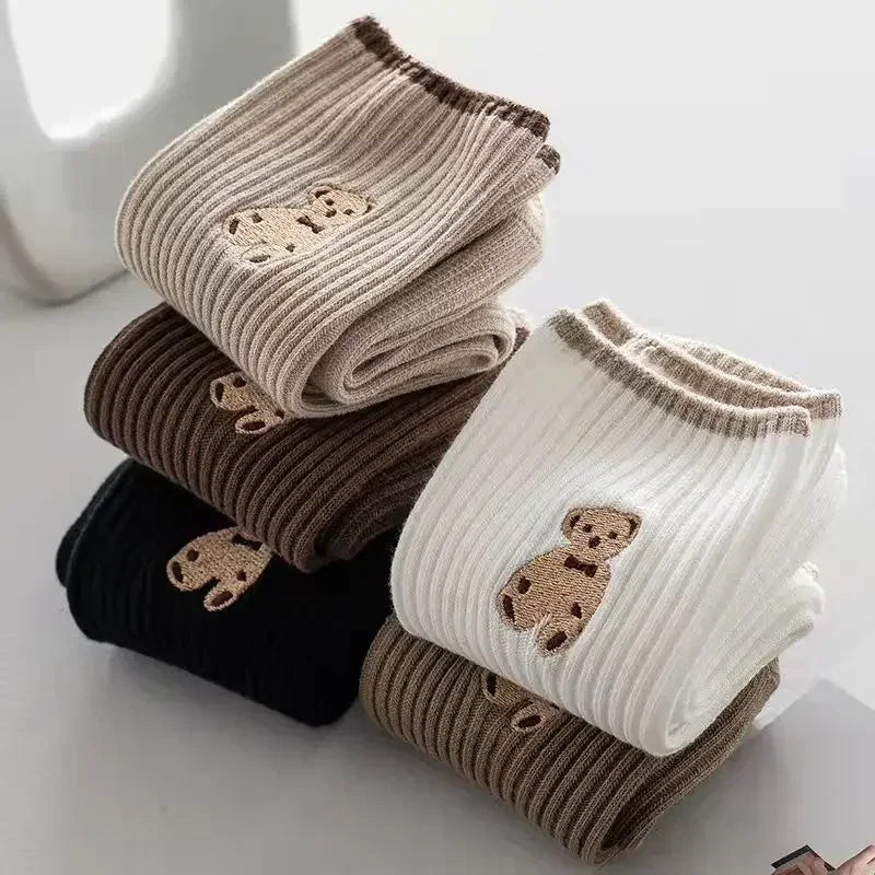 Cartoon Bear Socks Soft Cotton (5 Pairs)