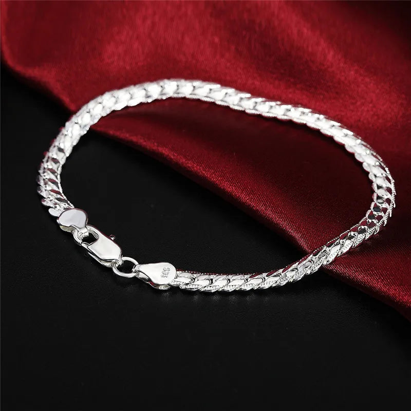 925 Sterling Silver Bracelet 6mm 18/20cm Flat Side