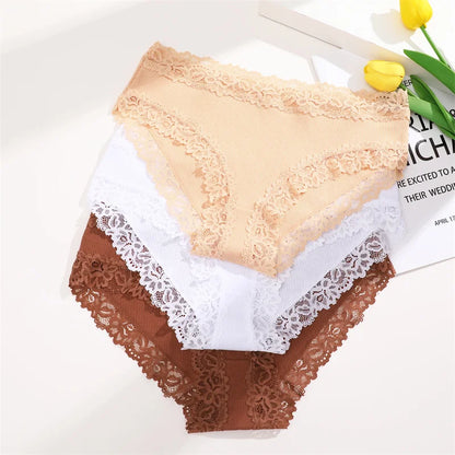 3PCS/Set Sexy Lace Cotton Panties