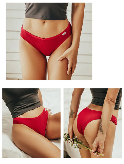 5Pcs/Set Women Cotton Brazilian Panties V Waist