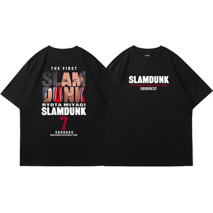 Anime Slam Dunk Print T-Shirt Men's Oversized