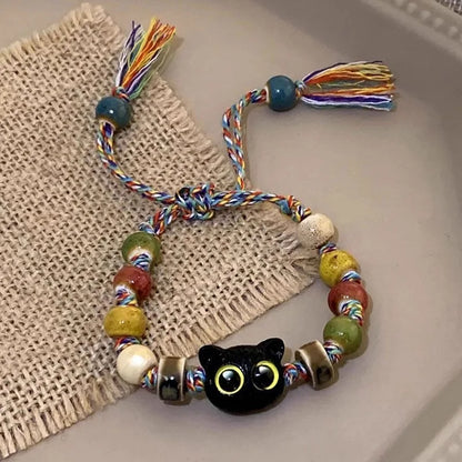 1/2PCS Tassels Big Eye Cat Bracelets