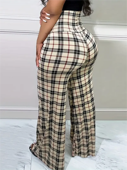 Women's Plaid Wide Leg Pants