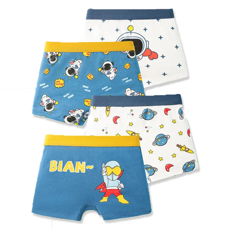 Multipack Cotton Boy Boxer Brief Fun Excavator Pattern Kids Boxers