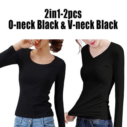 O Neck V Neck Long Sleeve Shirt