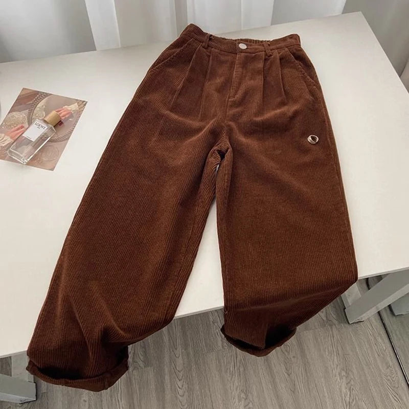 Retro High Waist Corduroy Pants